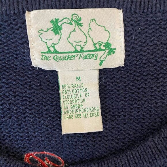 Vintage Quacker Factory Cat Holiday Christmas Light Sweater Cardigan Blue Medium - Picture 11 of 12